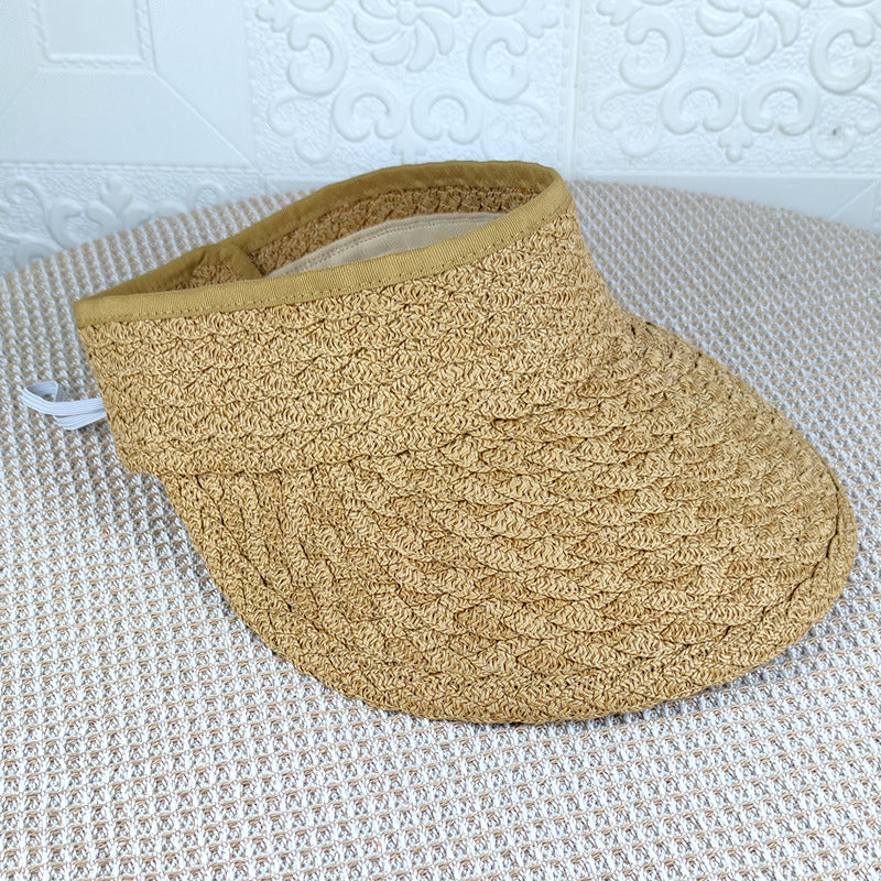 Women's Foldable Crownless Straw Hat for Summer